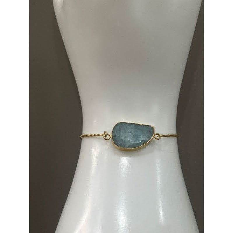 Handmade Adjustable Gold Plated Bracelet with Handcrafted Semi-Precious Stones - Saras Beads & Jewellery