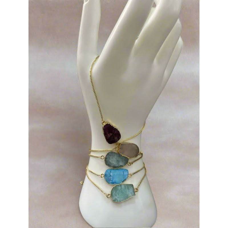 Handmade Adjustable Gold Plated Bracelet with Handcrafted Semi-Precious Stones - Saras Beads & Jewellery