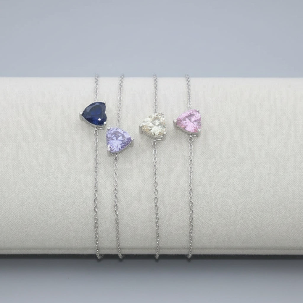 Heart CZ Sterling Silver Bracelet