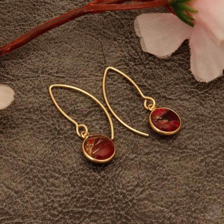 Ruby Jade Copper Turquoise French Earring - Saras Beads & Jewellery