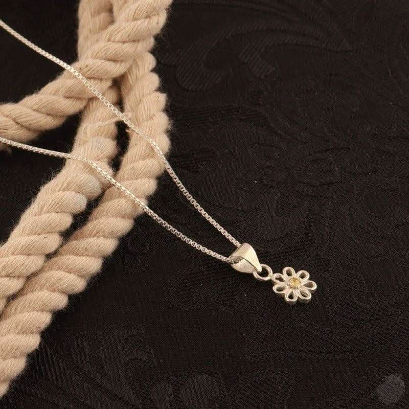 Daisy Citrine Gem Pendant - Sterling Silver