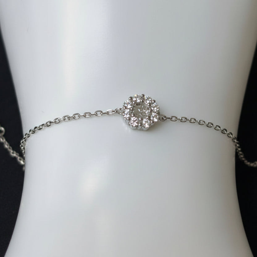 Sterling Silver Oval Cluster Bracelet – A Sparkling Statement of Elegance