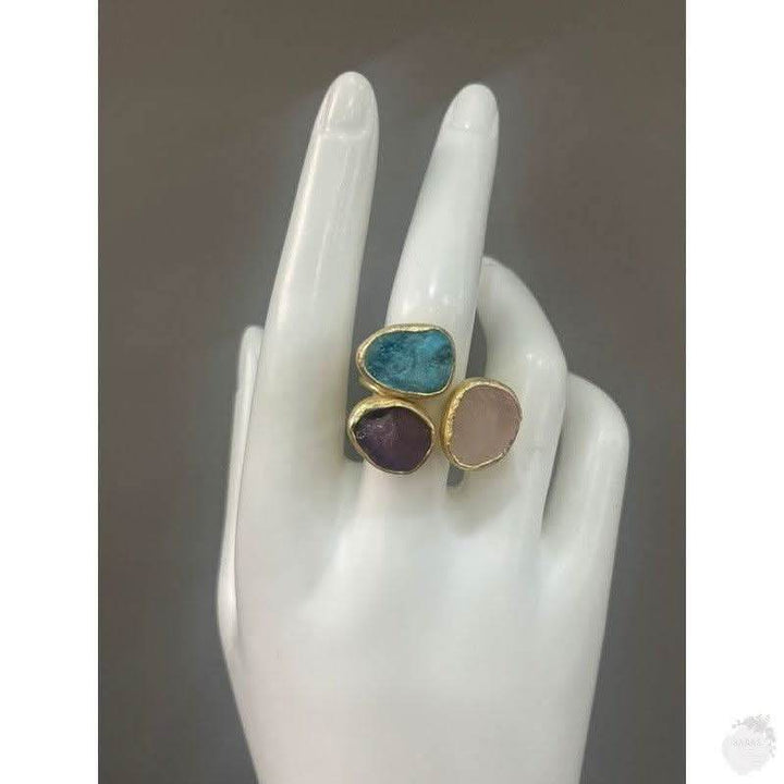 Tranquil Harmony Ring: Quality Gold Plating - Saras Beads & Jewellery