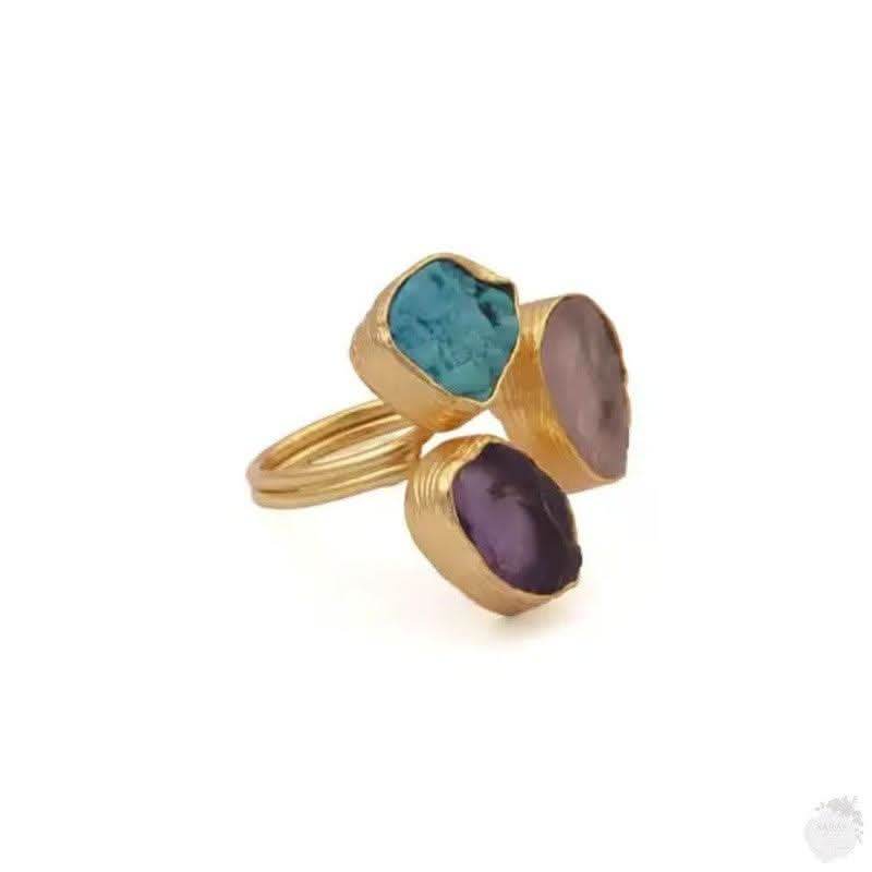 Tranquil Harmony Ring: Quality Gold Plating - Saras Beads & Jewellery
