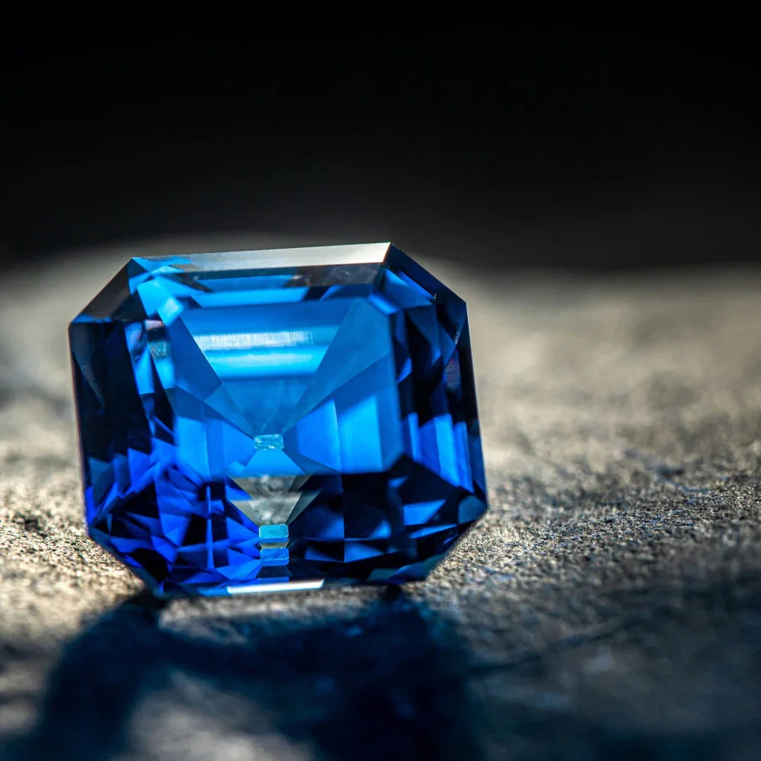 Sapphire September Birthstone on a black background