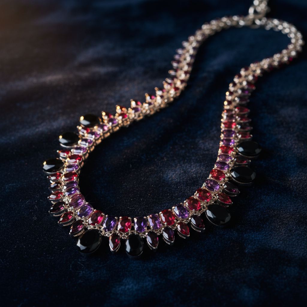 Crimson Necklace: Sterling Silver With Mixed Gemstones