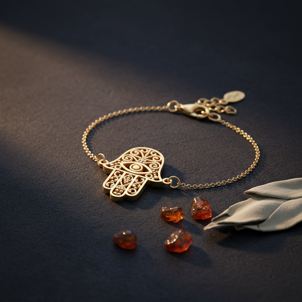 Elegant Hamsa Gold Bracelet: Symbol of Protection and Style
