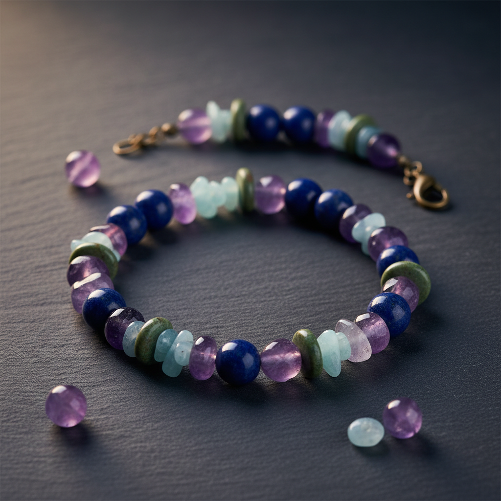 Handmade Semi Precious Stone Jewellery: Unique Mixed Stone Necklace