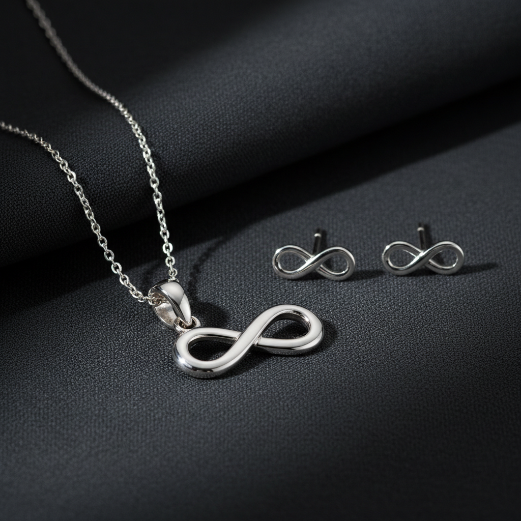 Infinity Jewellery Set: Sterling Silver Timeless Elegance