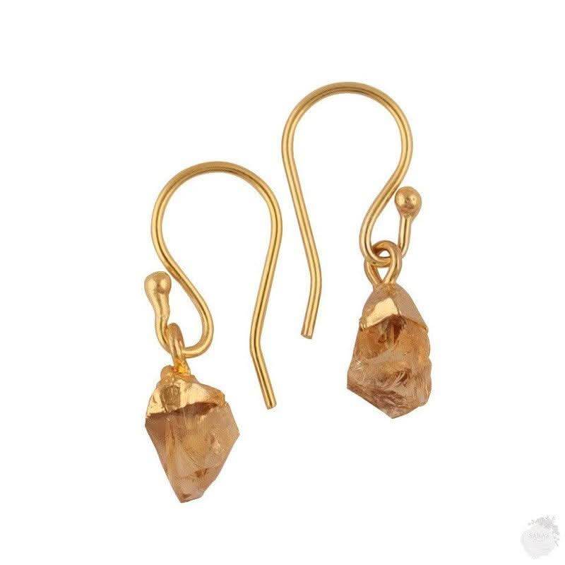 Gold plated Citrine drop earrings