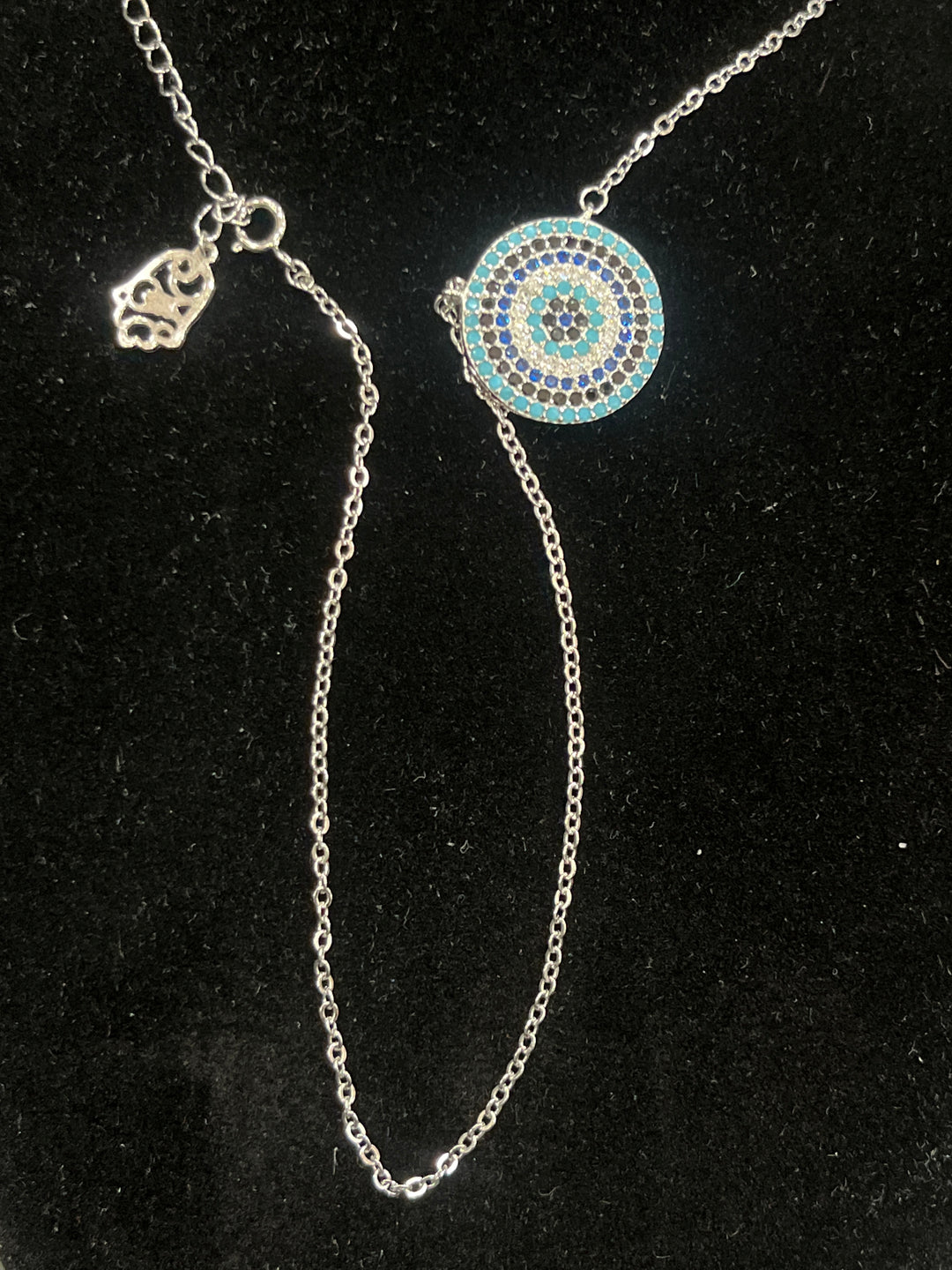 Round Evil Eye Necklace with Turquoise and Sapphire