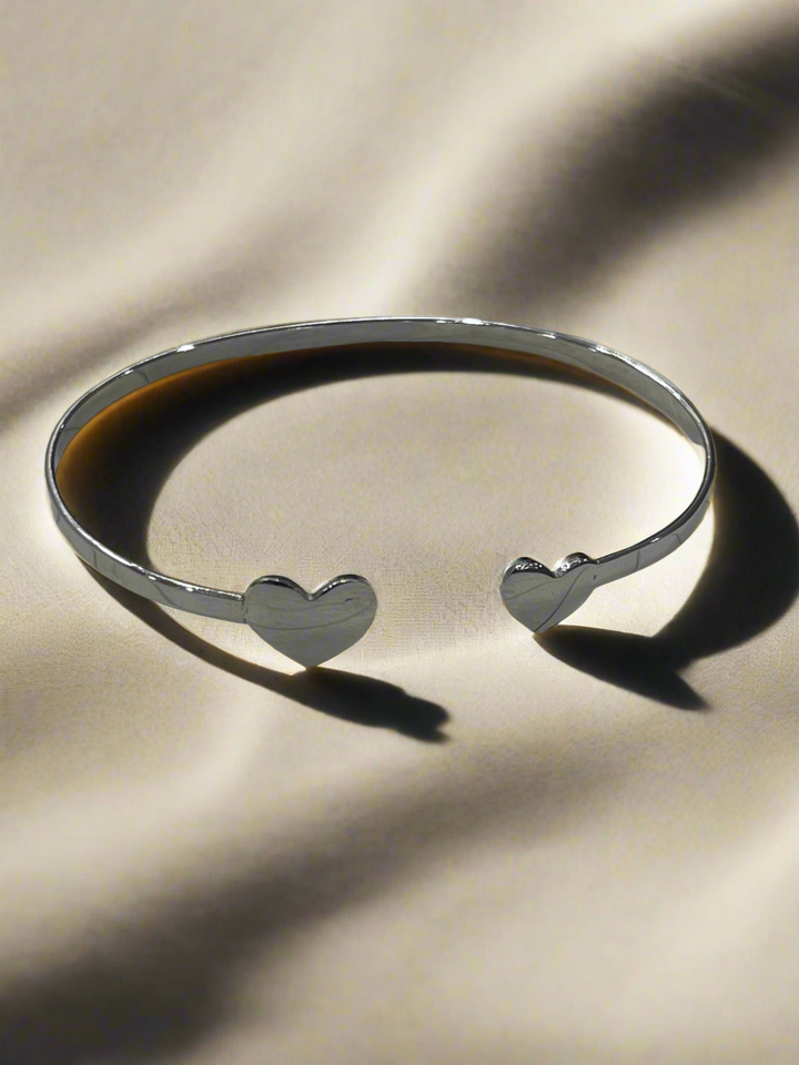 Sterling Silver Double Heart Bangle