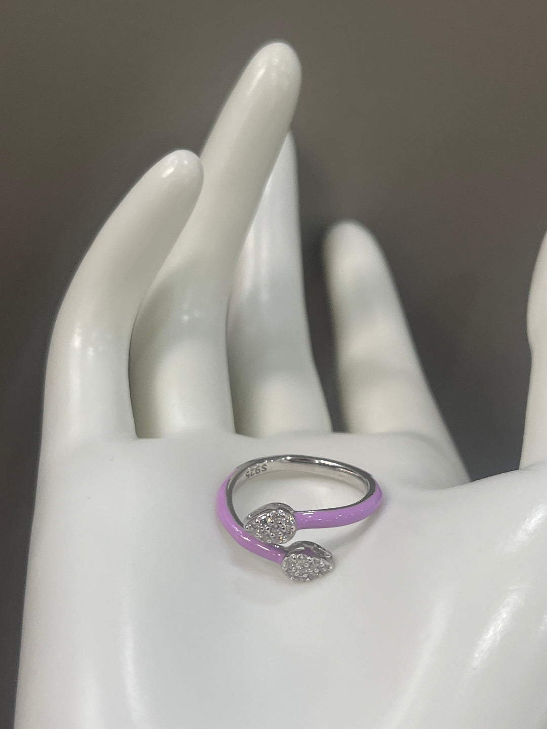 Purple Snake Adjustable Sterling Silver Ring with Zirconia – Striking and Elegant Design