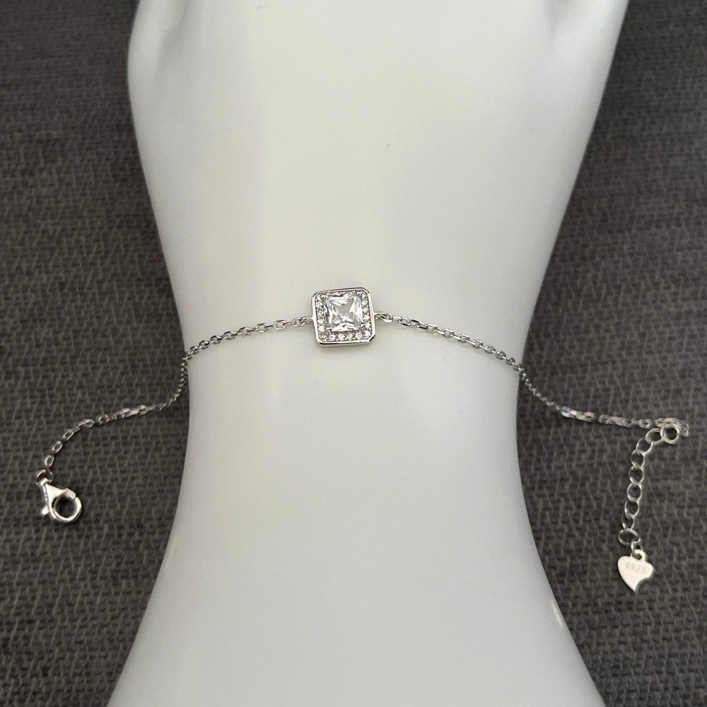 Square CZ Sterling Silver Bracelet from Saras Beads - view 2