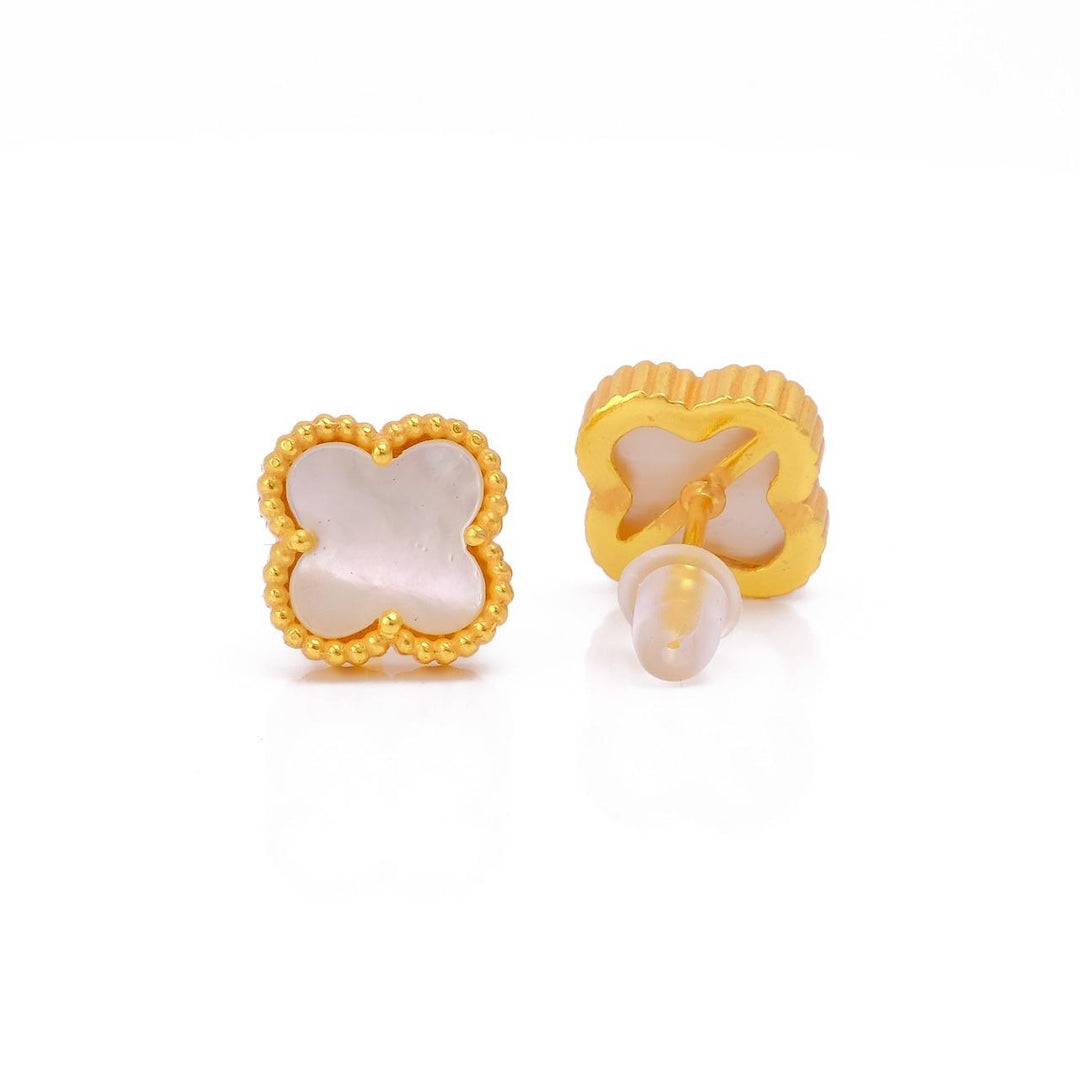 Elegant Gold-Plated Small Clover Stud Earrings in Stunning Colours