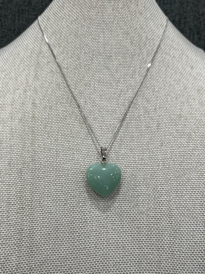 Sterling Silver Necklace with Big Green Heart Pendant: A Bold Statement Piece