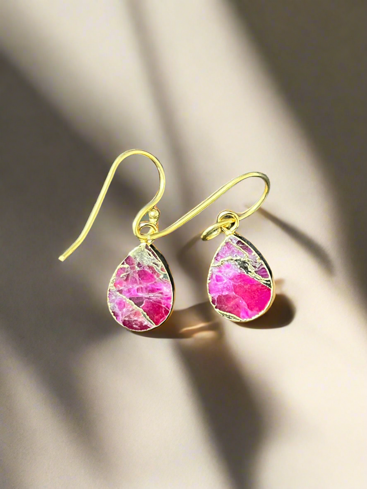 Gold-Plated Ruby Earrings – Classic Beauty with a Touch of Glamour