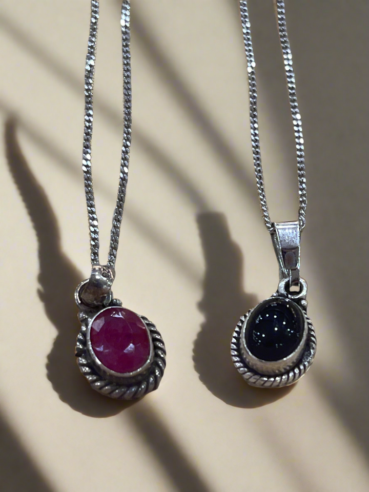 Crimson Collection: Sterling Silver Necklace Embracing Red, Black & Purple Symphony