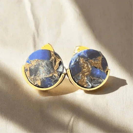Gemstone Stud Earrings – Gold Plated Mohave Style Collection - Saras Beads & Jewellery