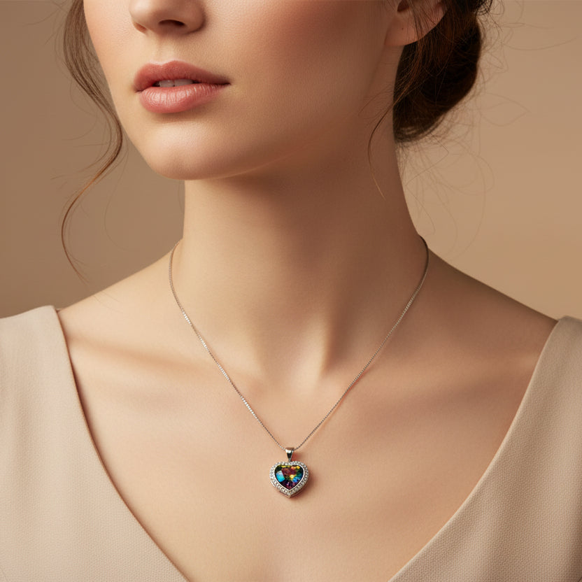 Sterling Silver Love Multicolor Necklace