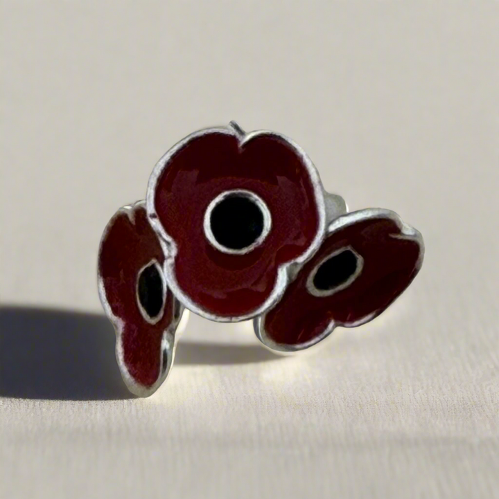Handcrafted Sterling Silver & Gold Plated Poppy Studs | Saras Beads UK