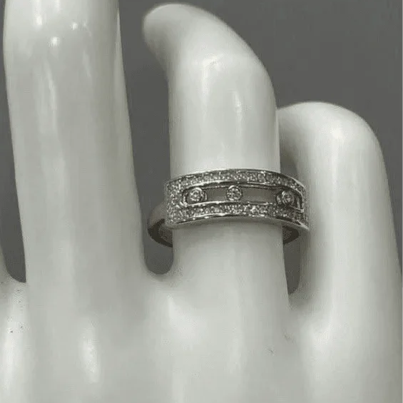 Moving Trinity Sparkle Shiny Sterling Silver Ring