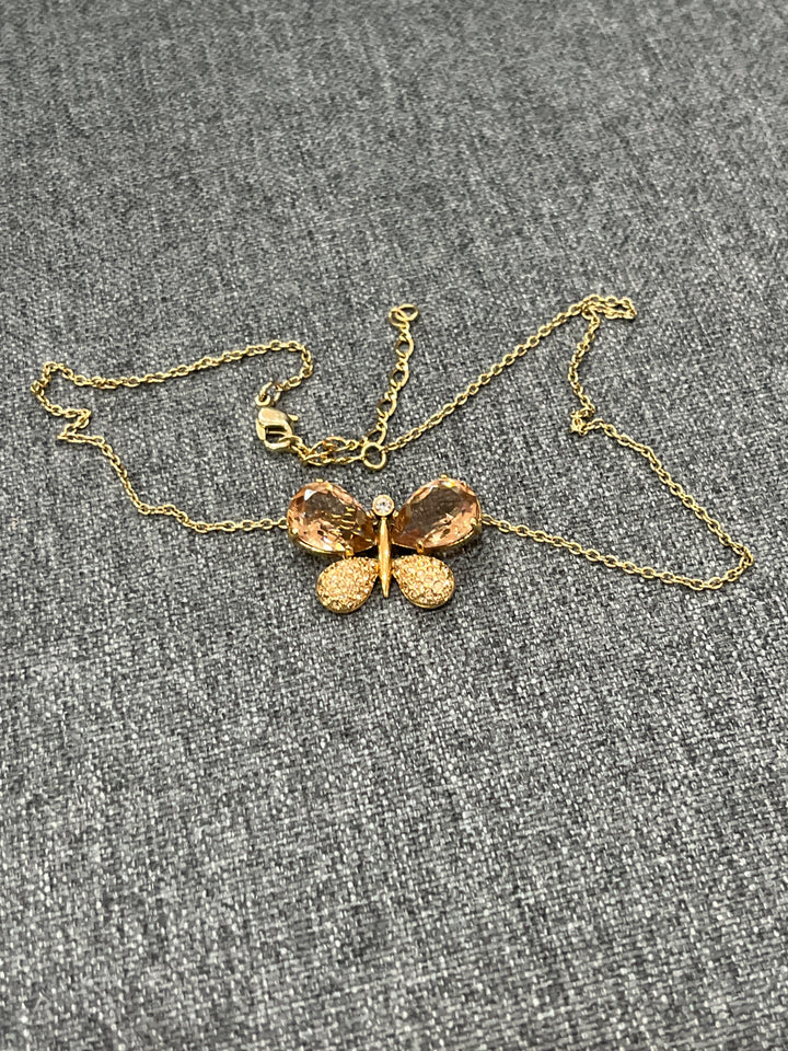 Golden Flutter: Gold-Plated Butterfly Necklace