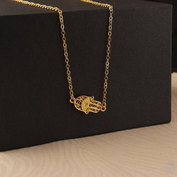 Adjustable Hamsa Hand Gold-Plated Necklace