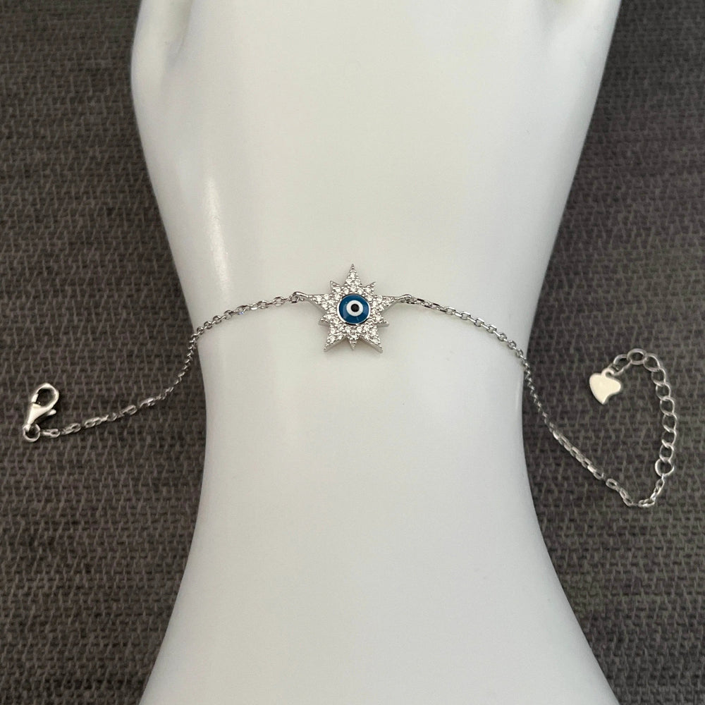 Star Evil Eye Sterling Silver Bracelet from Saras Beads - view 2