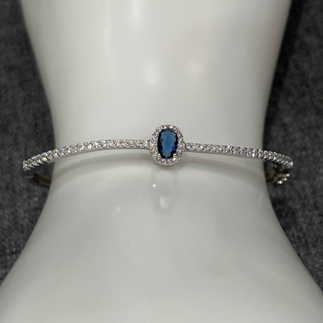 Sterling Silver Zirconia Bangles | Ruby, Emerald, Sapphire & White - Saras Beads & Jewellery
