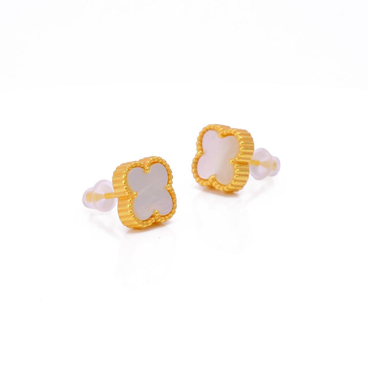 Elegant Gold-Plated Small Clover Stud Earrings in Stunning Colours