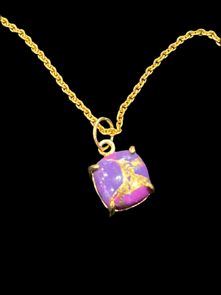 Amethyst Mohave Stone Gold Plated Necklace