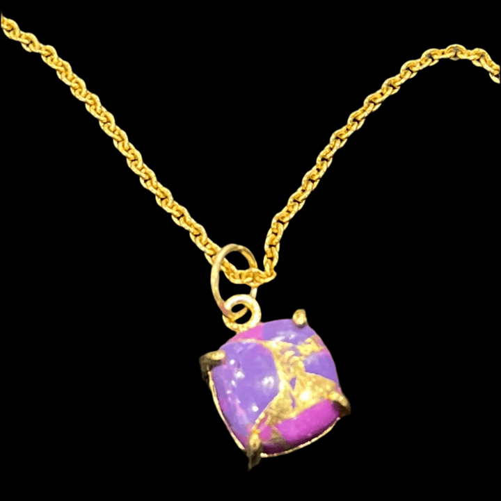 18K gold plated Mohave amethyst pendant necklace handcrafted UK adjustable chain