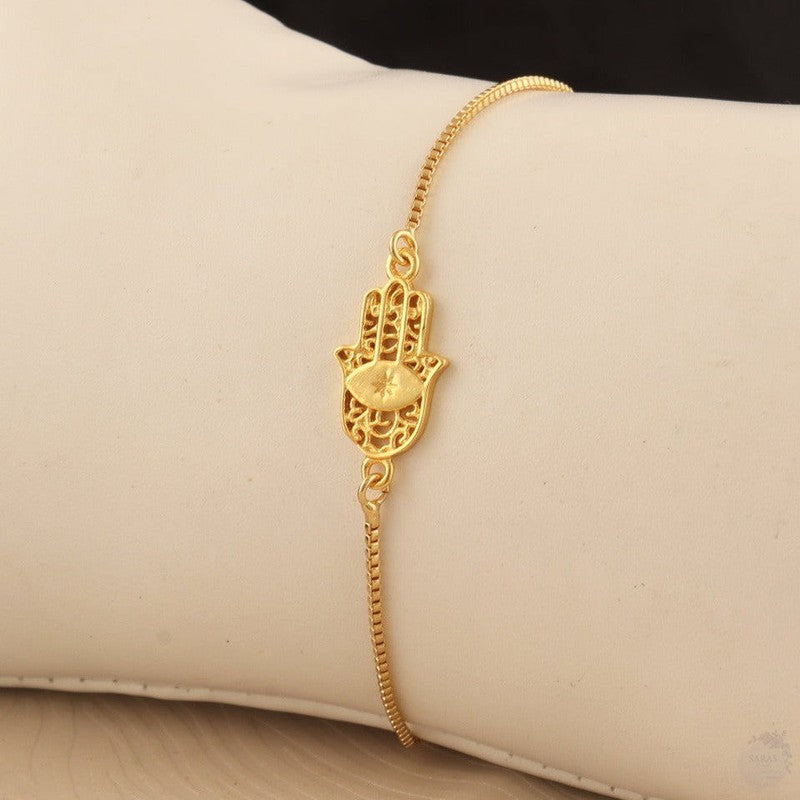 Adjustable Hamsa Hand Gold-Plated Bracelet