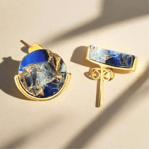 Gemstone Stud Earrings – Gold Plated Mohave Style Collection - Saras Beads & Jewellery