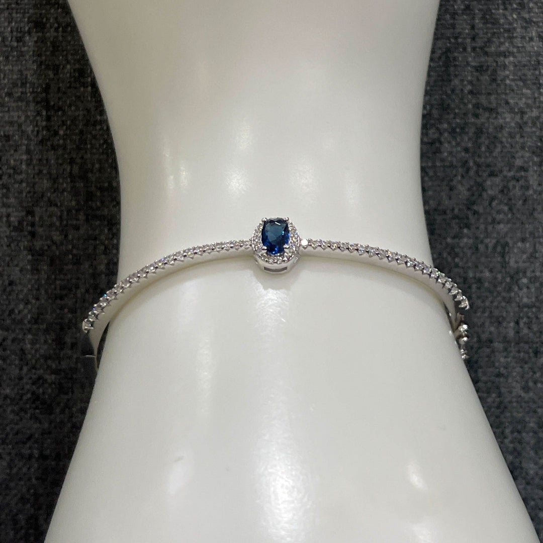 Sterling Silver Zirconia Bangles | Ruby, Emerald, Sapphire & White - Saras Beads & Jewellery