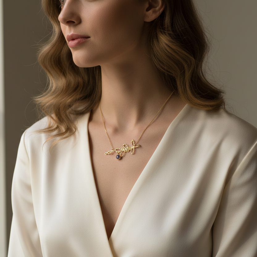 Gold Plated July Ruby Birthstone Necklace
