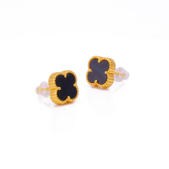 Elegant Gold-Plated Small Clover Stud Earrings in Stunning Colours