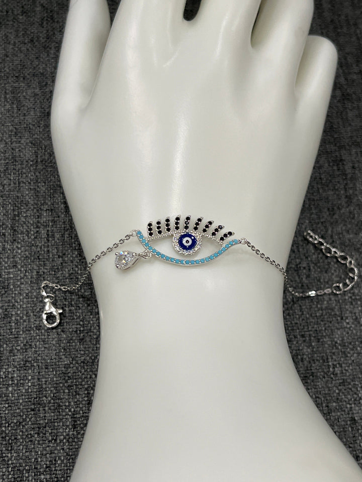 Unique Sterling Silver Eye Bracelet & Necklace Set – A Stylish Symbol of Elegance and Hapiness