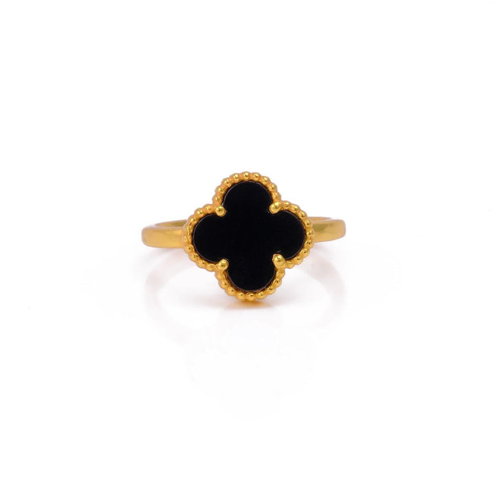 Adjustable Gold-Plated Clover Rings with Timeless Colours