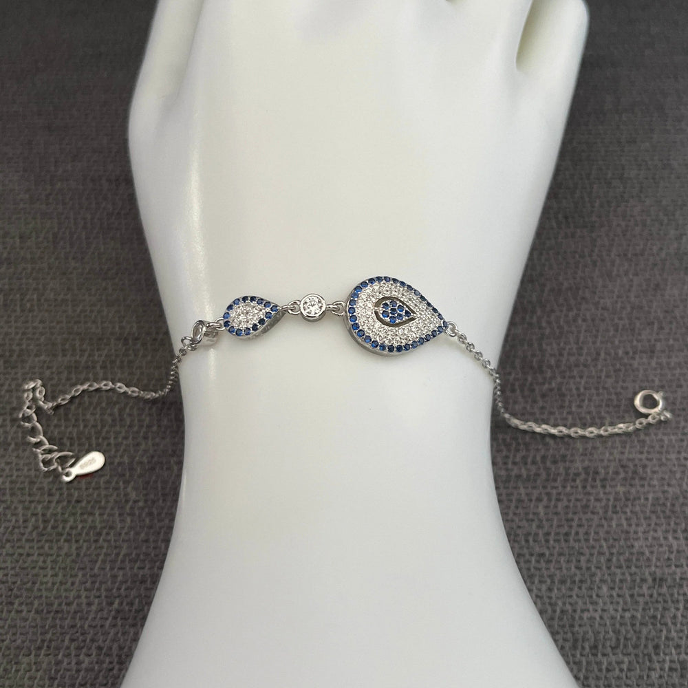 Sterling Silver Evil Eye Double Rhombus & Diamond - view 2