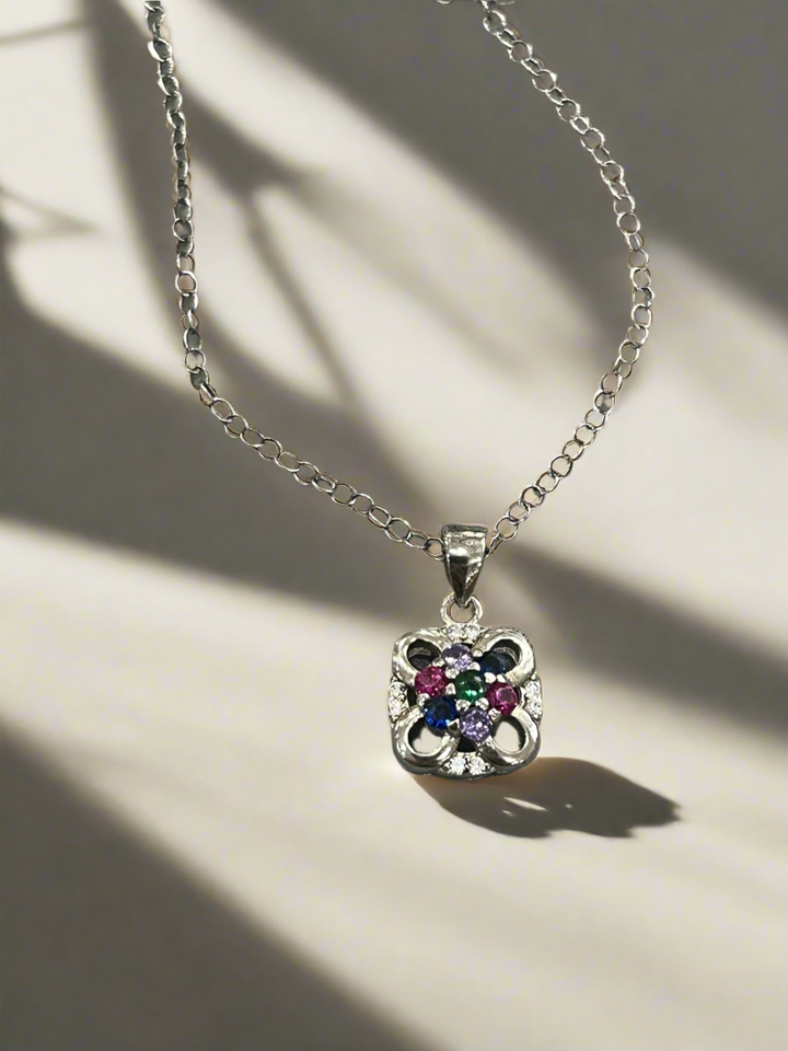 Bloom Finest: Sterling Silver Colorful Flower Necklace