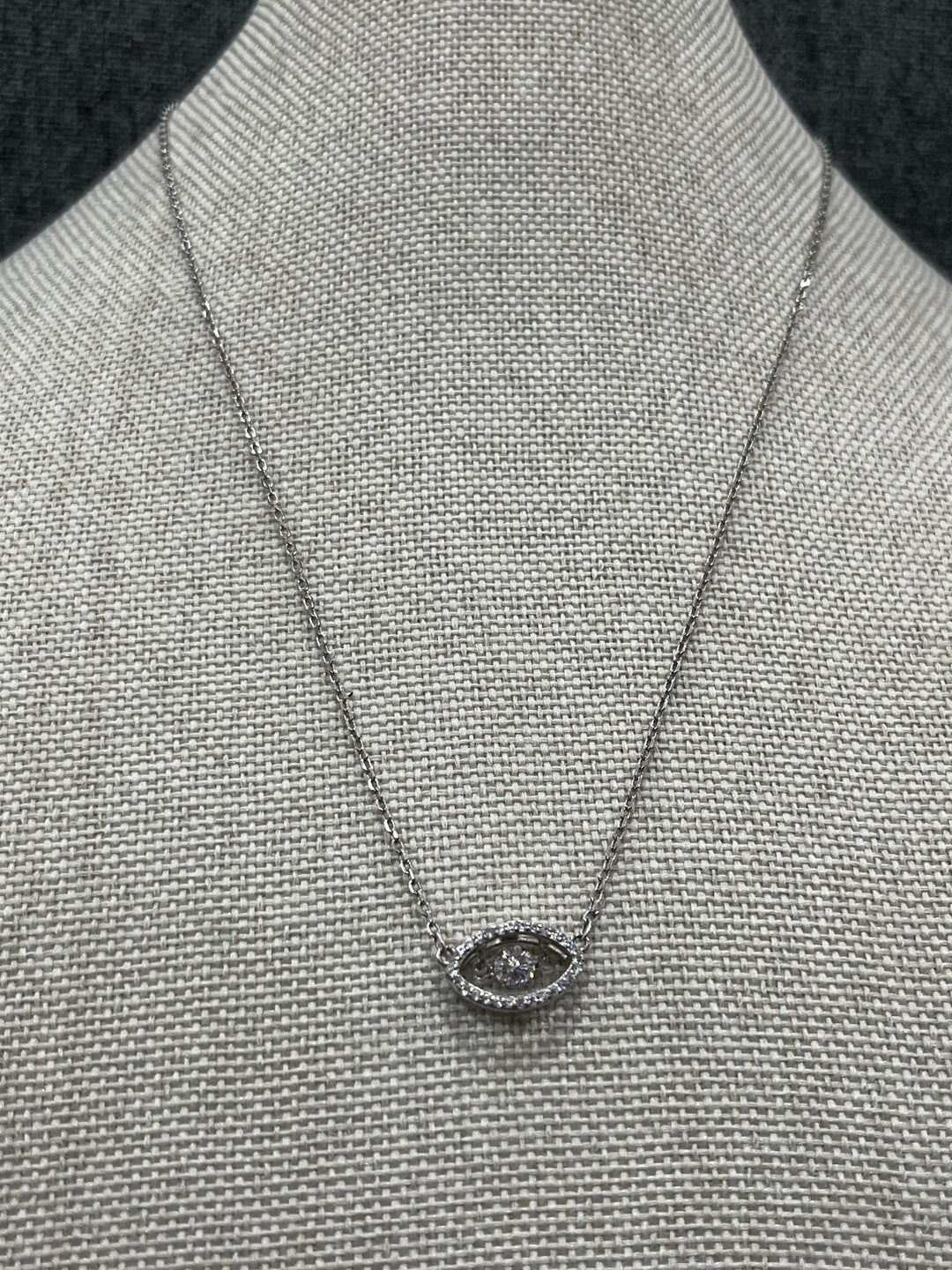 Glimmering Gaze: Sterling Silver Eye Necklace