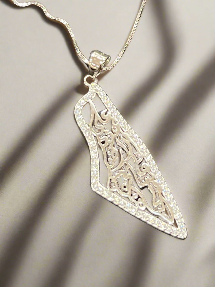 Elegant Sterling Silver Palestine Necklace – Statement Craftsmanship