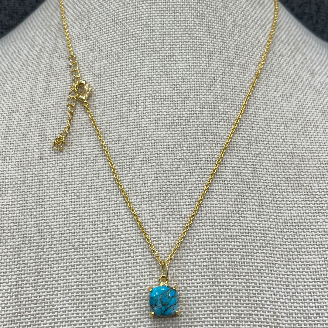 18K gold plated Mohave turquoise pendant necklace handcrafted UK adjustable chain