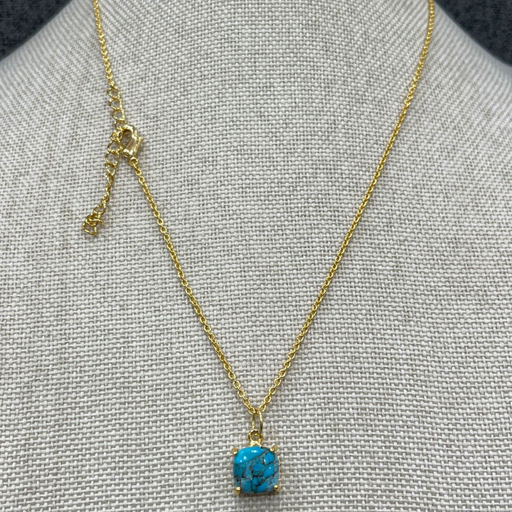 18K gold plated Mohave turquoise pendant necklace handcrafted UK adjustable chain