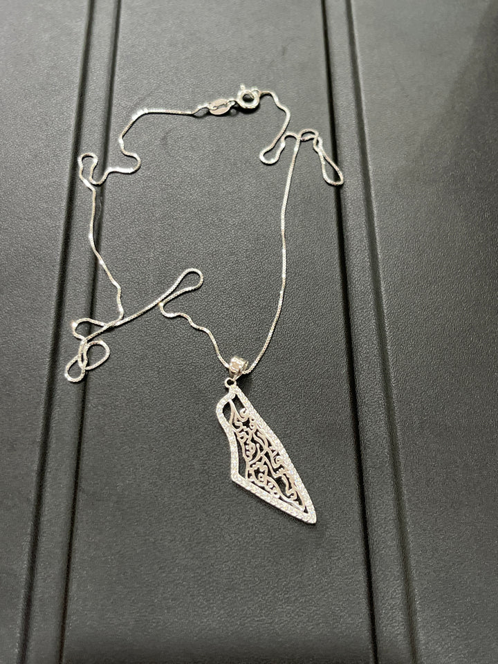 Elegant Sterling Silver Palestine Necklace – Statement Craftsmanship