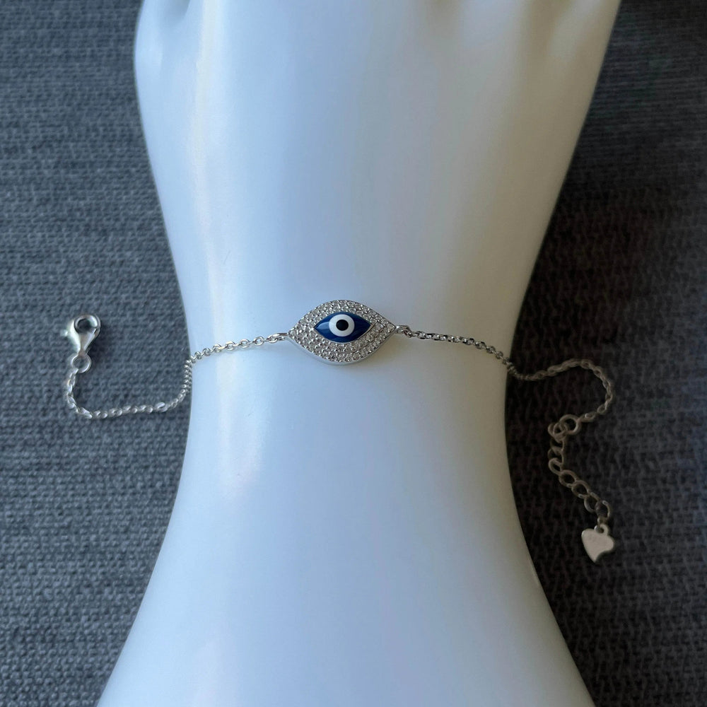 Sterling Silver Blue Zirconia Eye Bracelet from Saras Beads - view 2