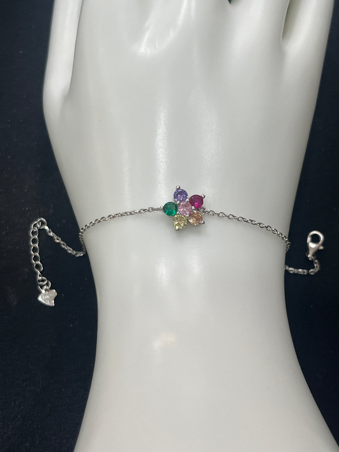 Sterling Silver Multicolor Flower Bracelet – Elegant & Vibrant Jewellery