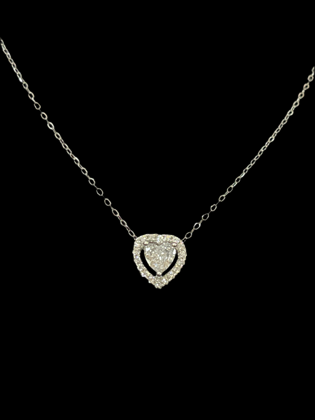 Diamond Zirconia Love Sterling Silver Necklace